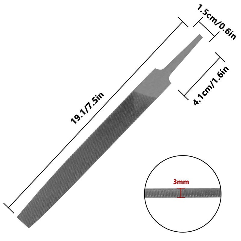 KALIM Flat Medium Cut File, Double Cut Teeth, 6'' Length, Made of High Carbon Steel, Hand File Without Handle Suitable for Wood, Metal, Sharpening, etc. - Image 2